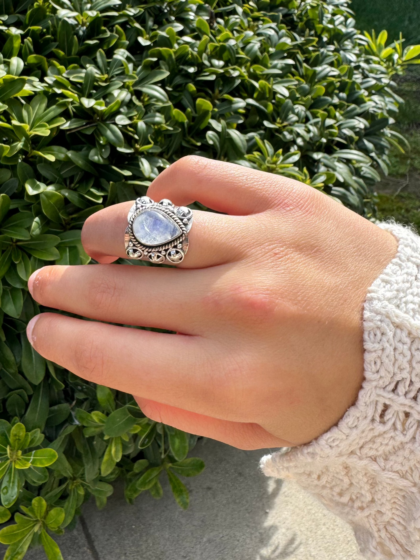 Moonlit Teardrop Ring