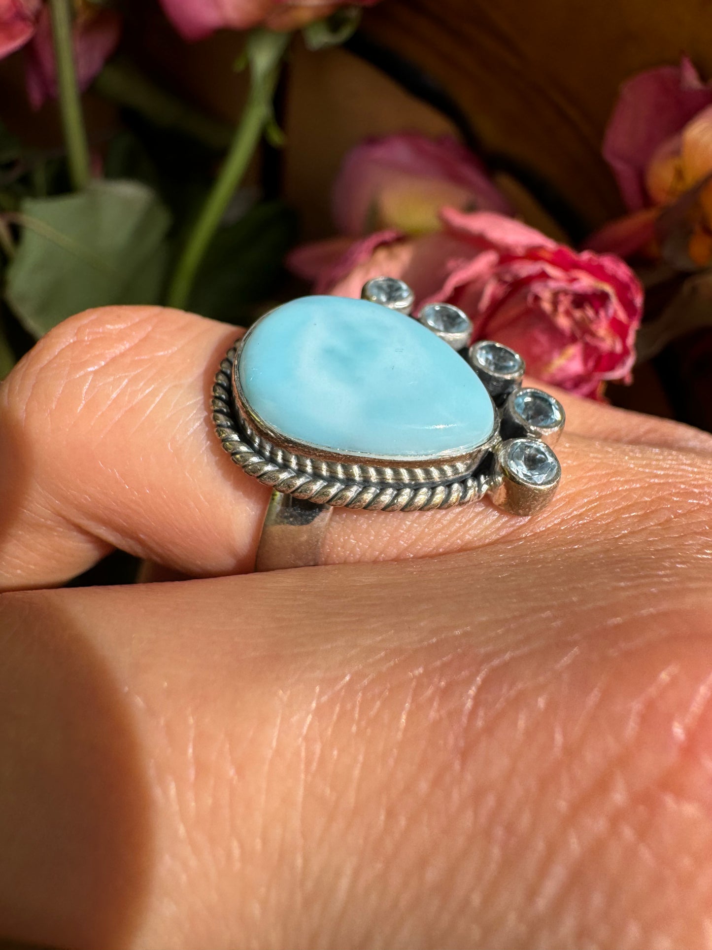 Larimar & Blue Topaz Ocean Ring