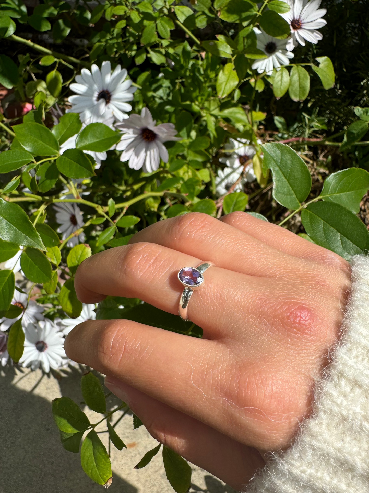 Delicate Amethyst Oval Ring