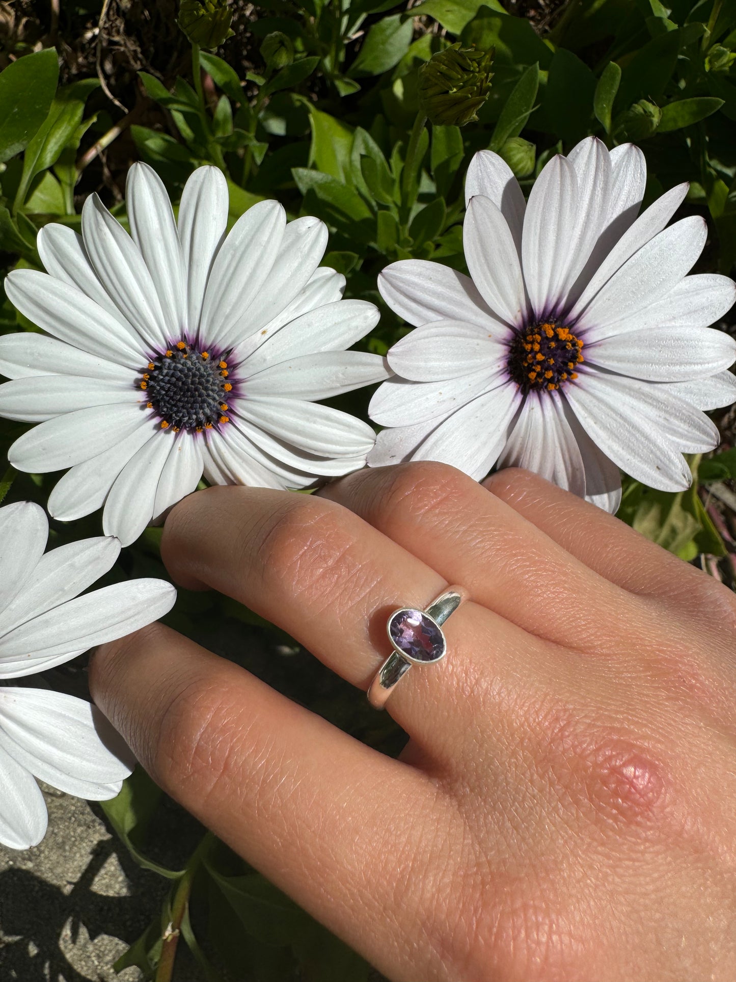 Delicate Amethyst Oval Ring