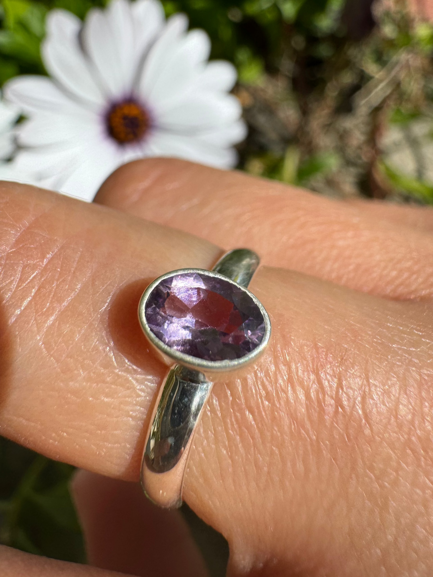 Delicate Amethyst Oval Ring