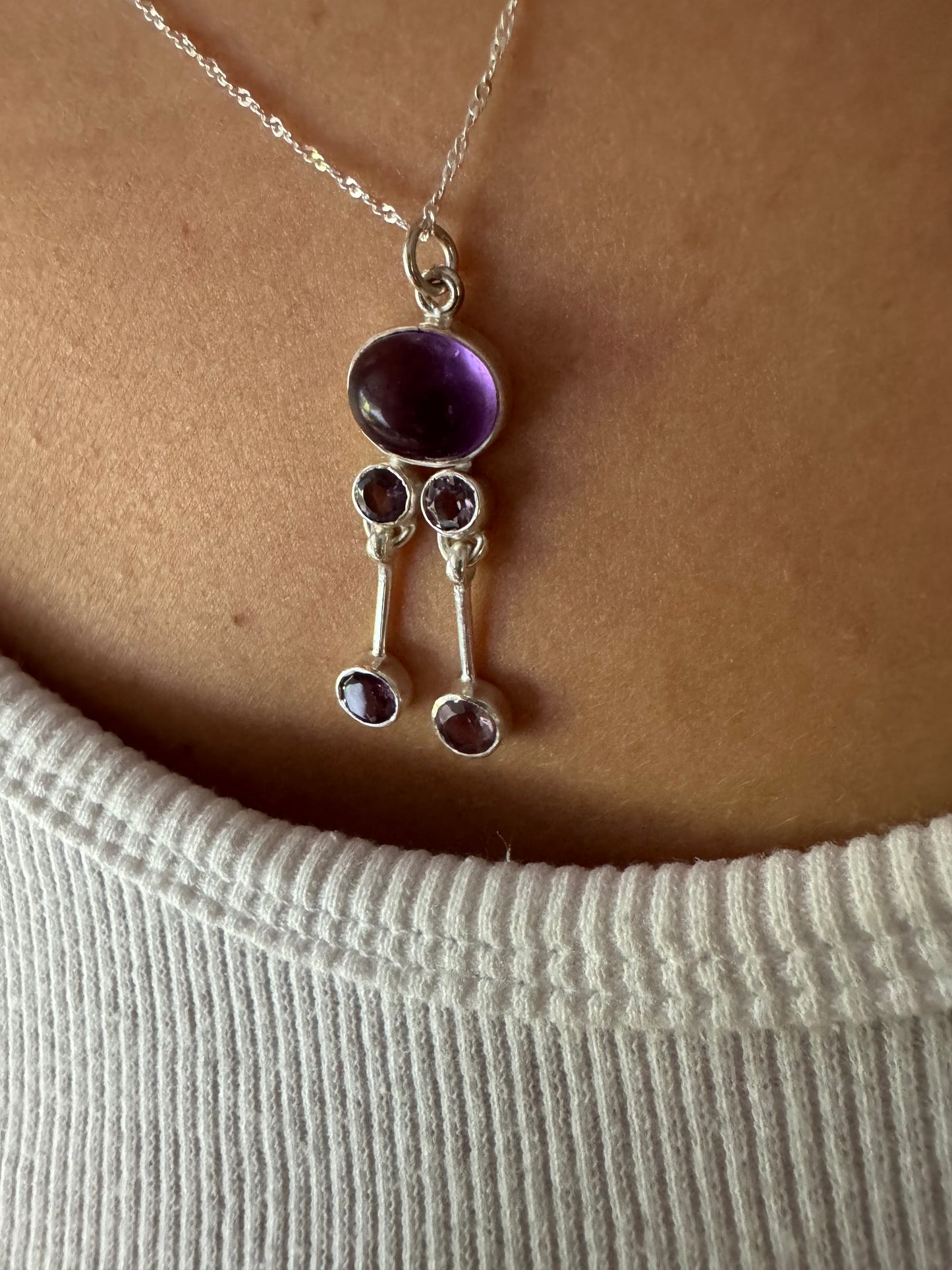 Amethyst Cascade Drop Necklace