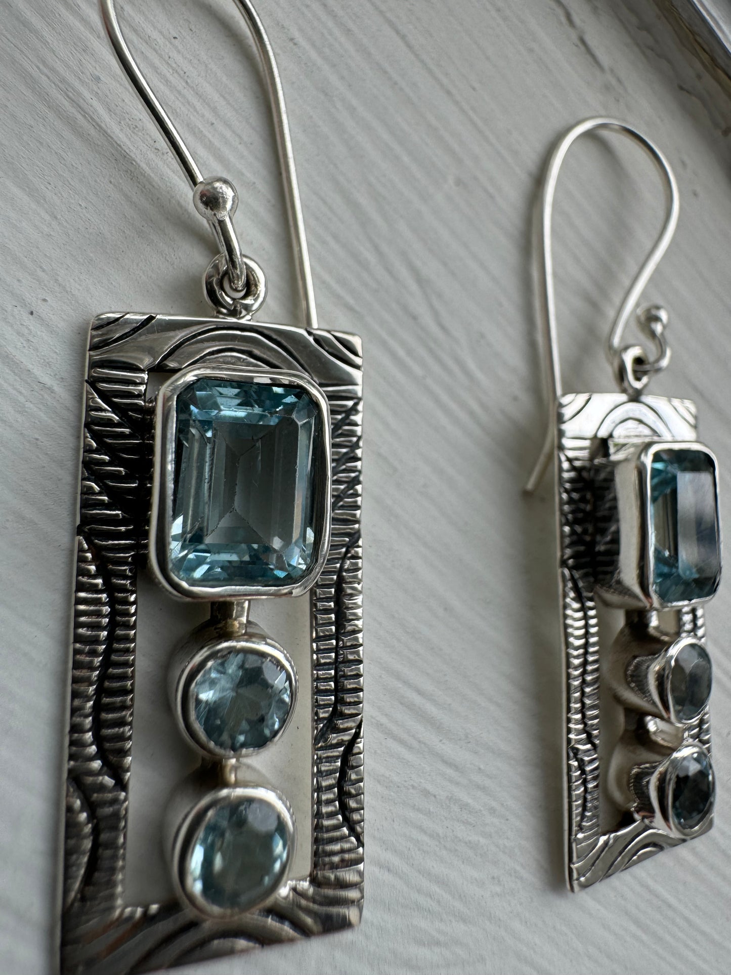 Blue Topaz Frame Earrings