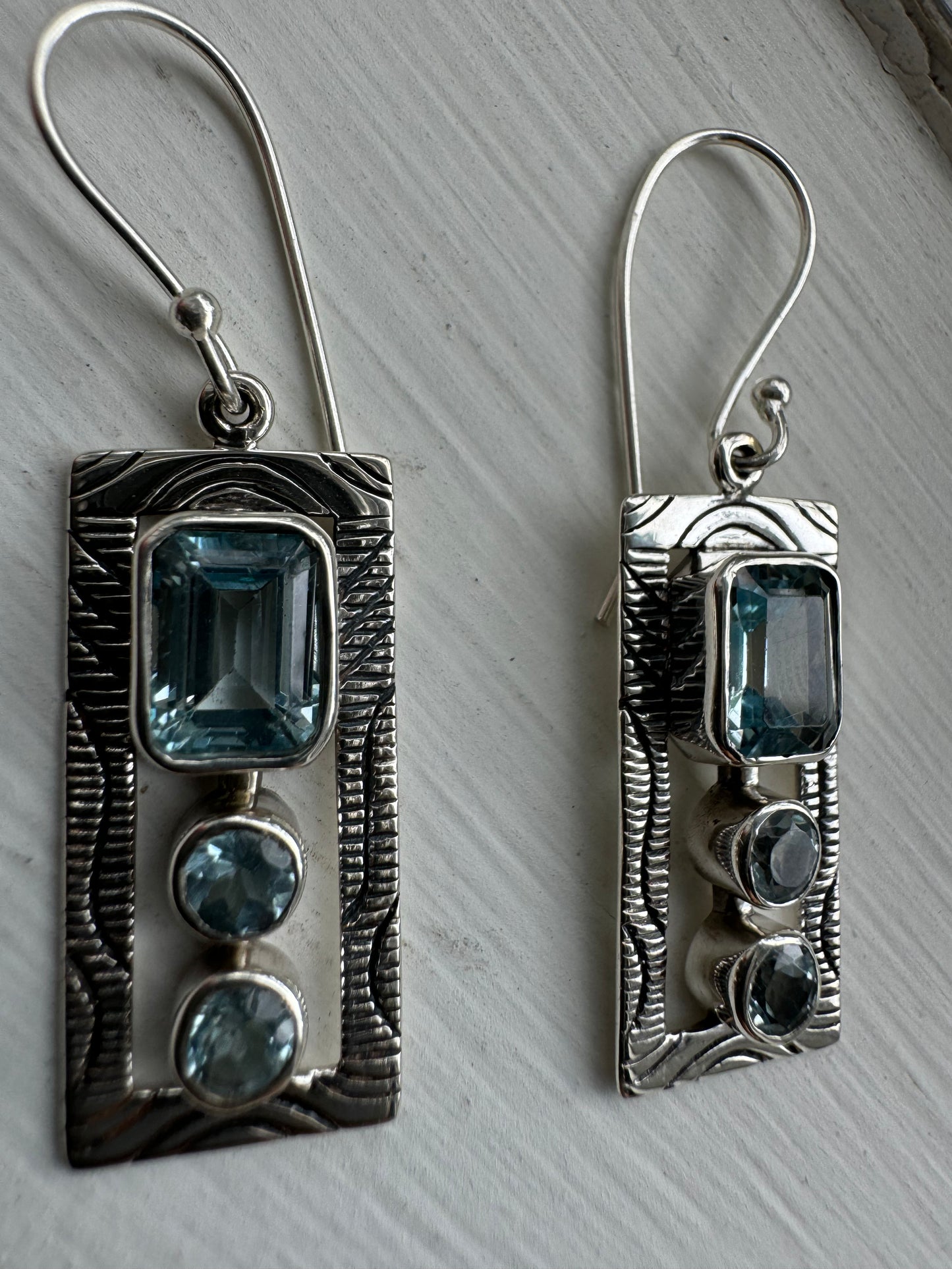 Blue Topaz Frame Earrings