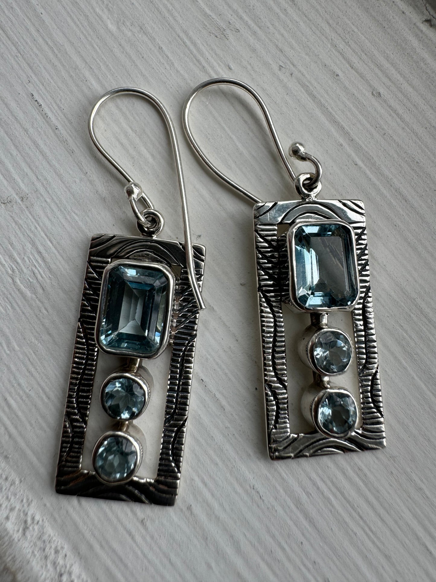 Blue Topaz Frame Earrings