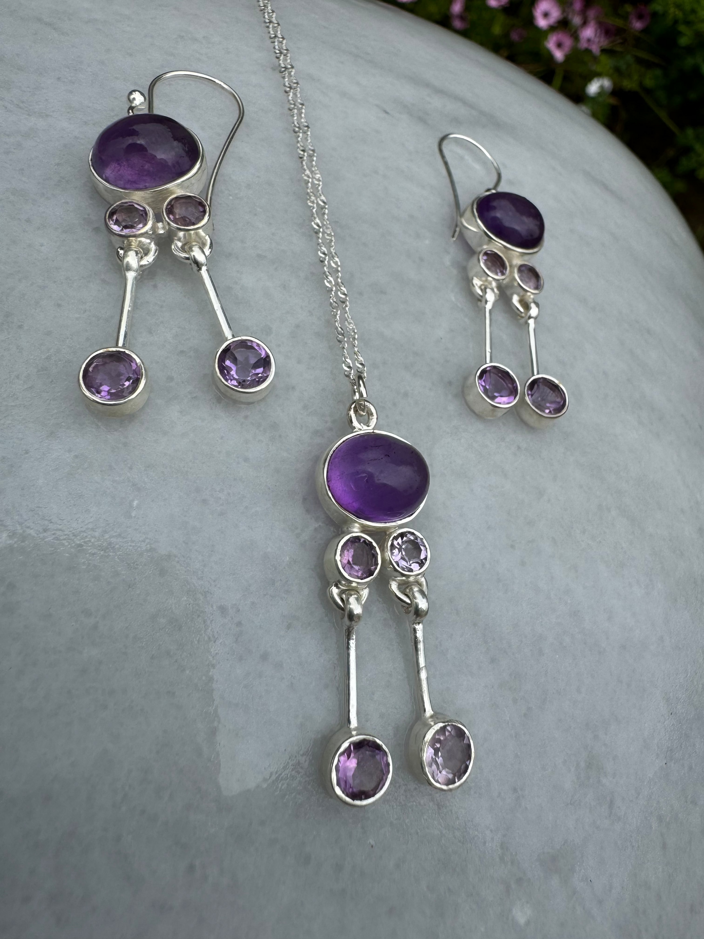 Amethyst Cascade Drop Necklace