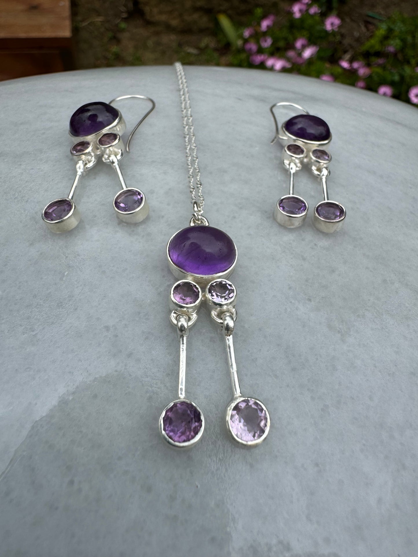 Amethyst Cascade Drop Necklace