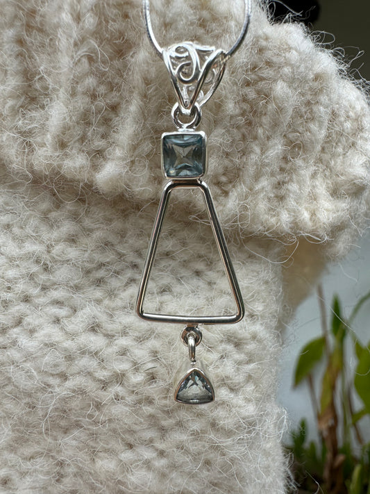 Blue Topaz Triangle Necklace