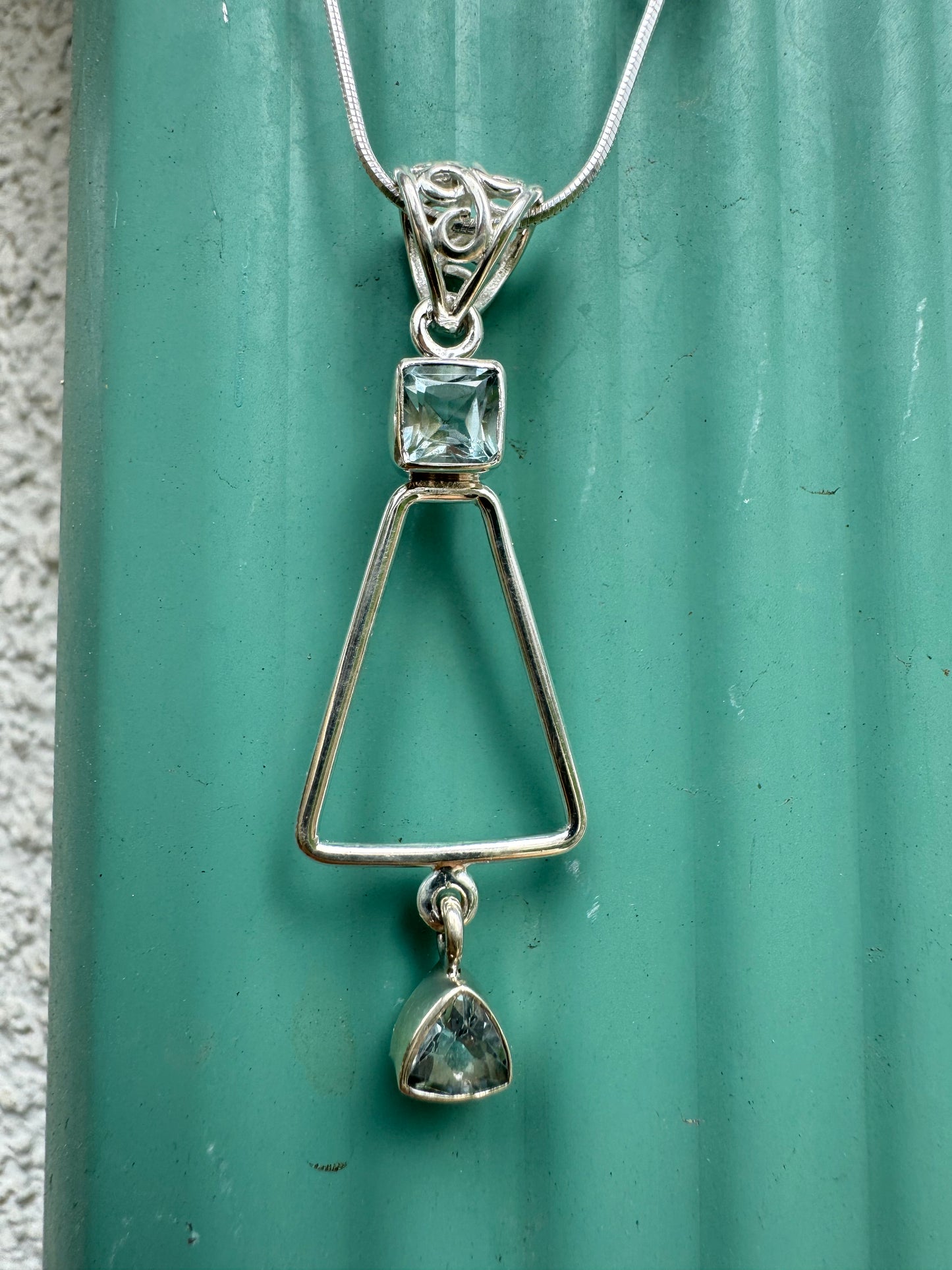 Blue Topaz Triangle Necklace