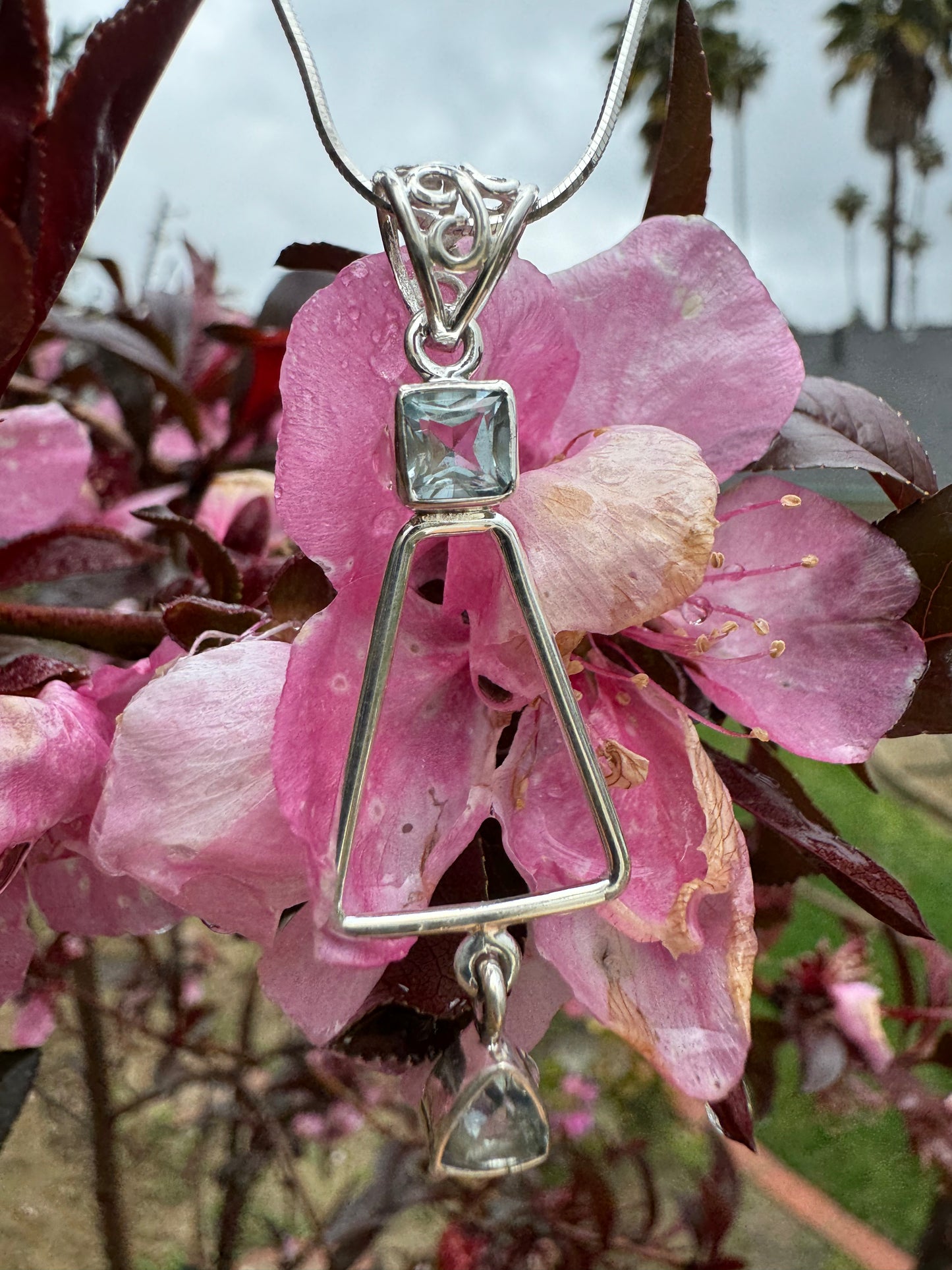 Blue Topaz Triangle Necklace