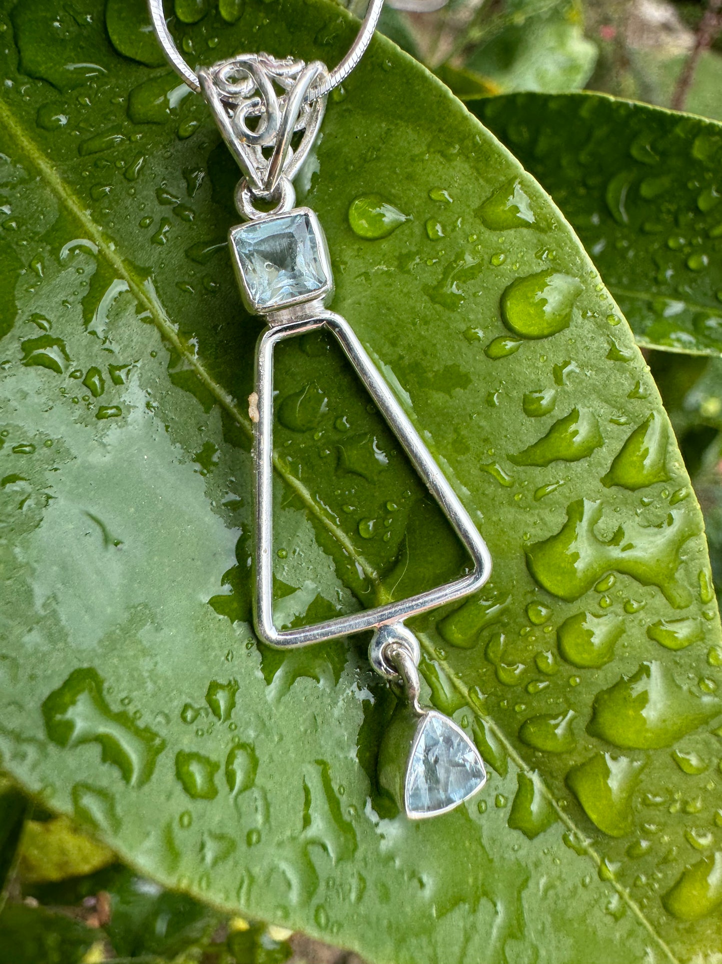 Blue Topaz Triangle Necklace
