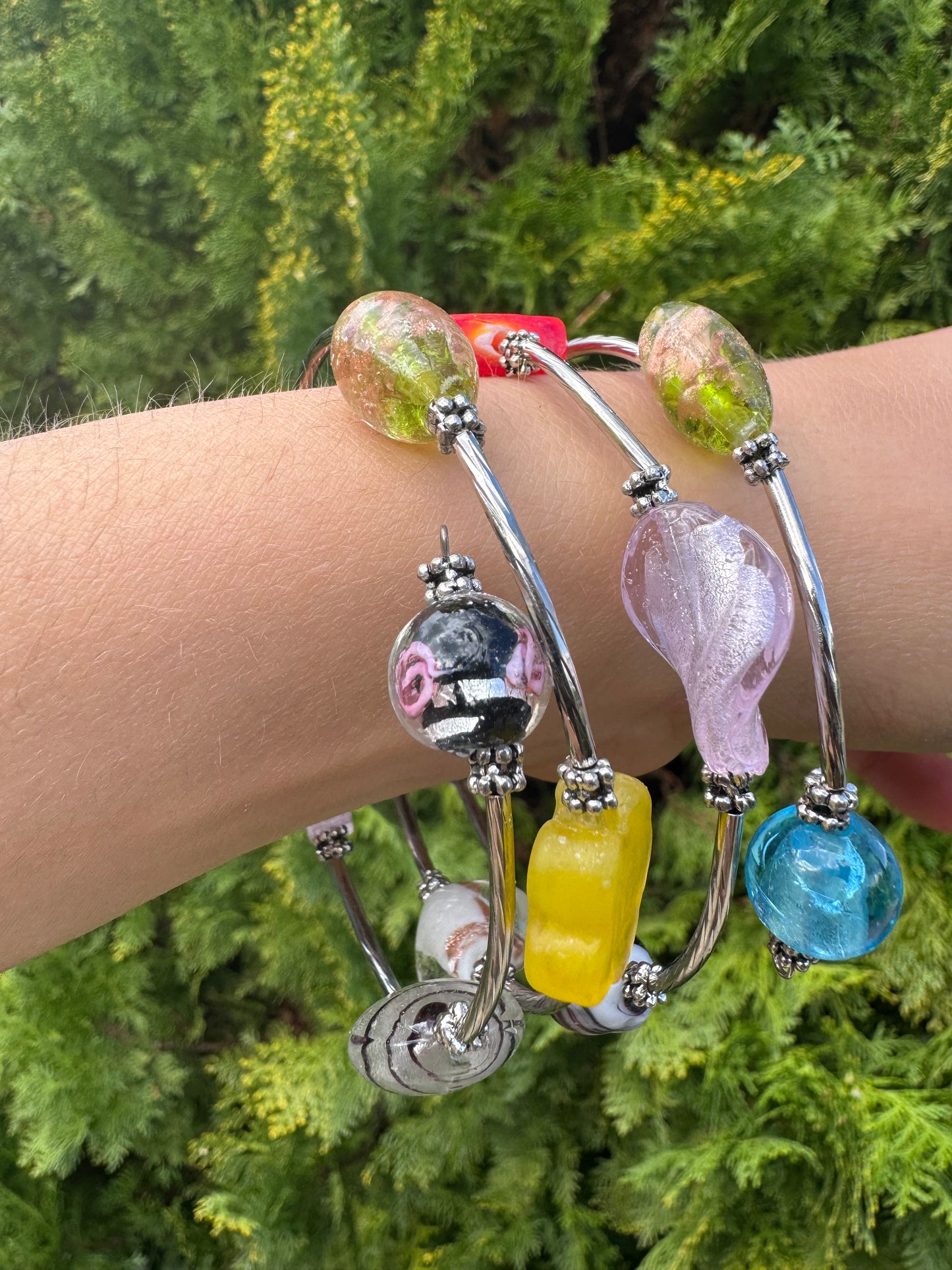 Candy Galaxy Spiral Blown Glass Bracelet
