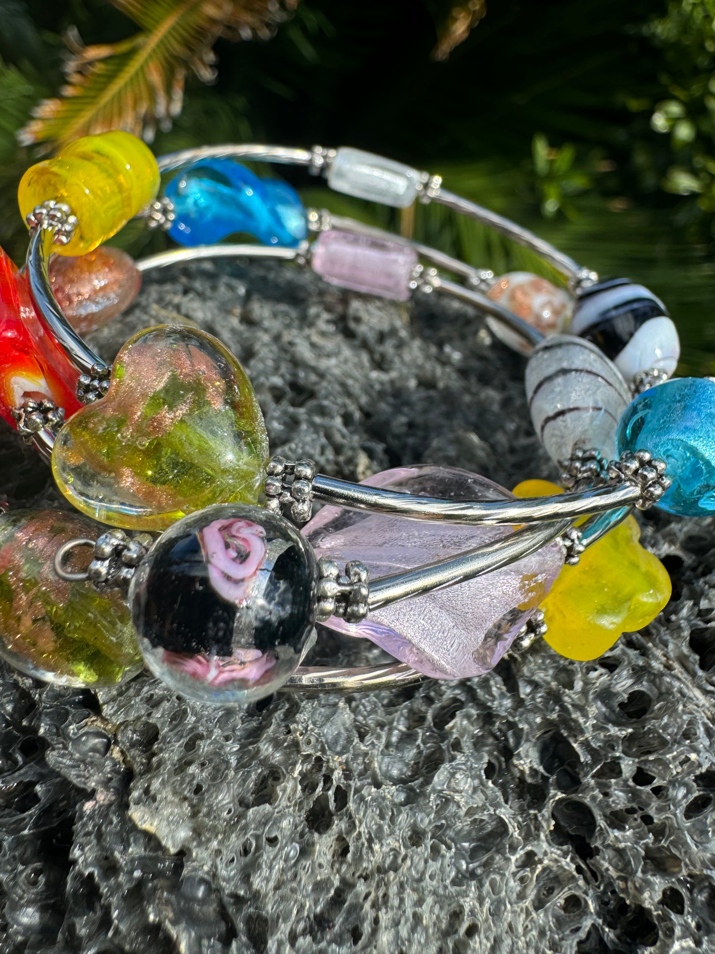 Candy Galaxy Spiral Blown Glass Bracelet