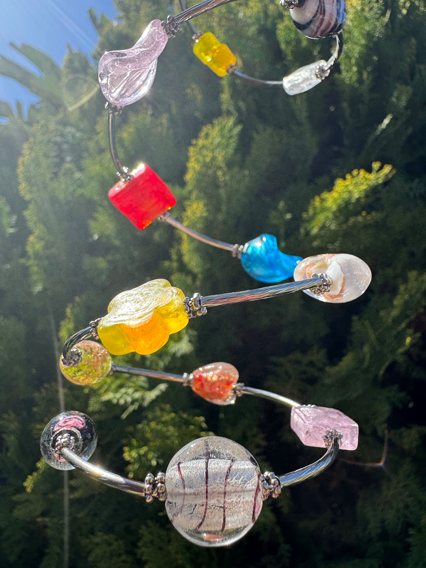 Candy Galaxy Spiral Blown Glass Bracelet