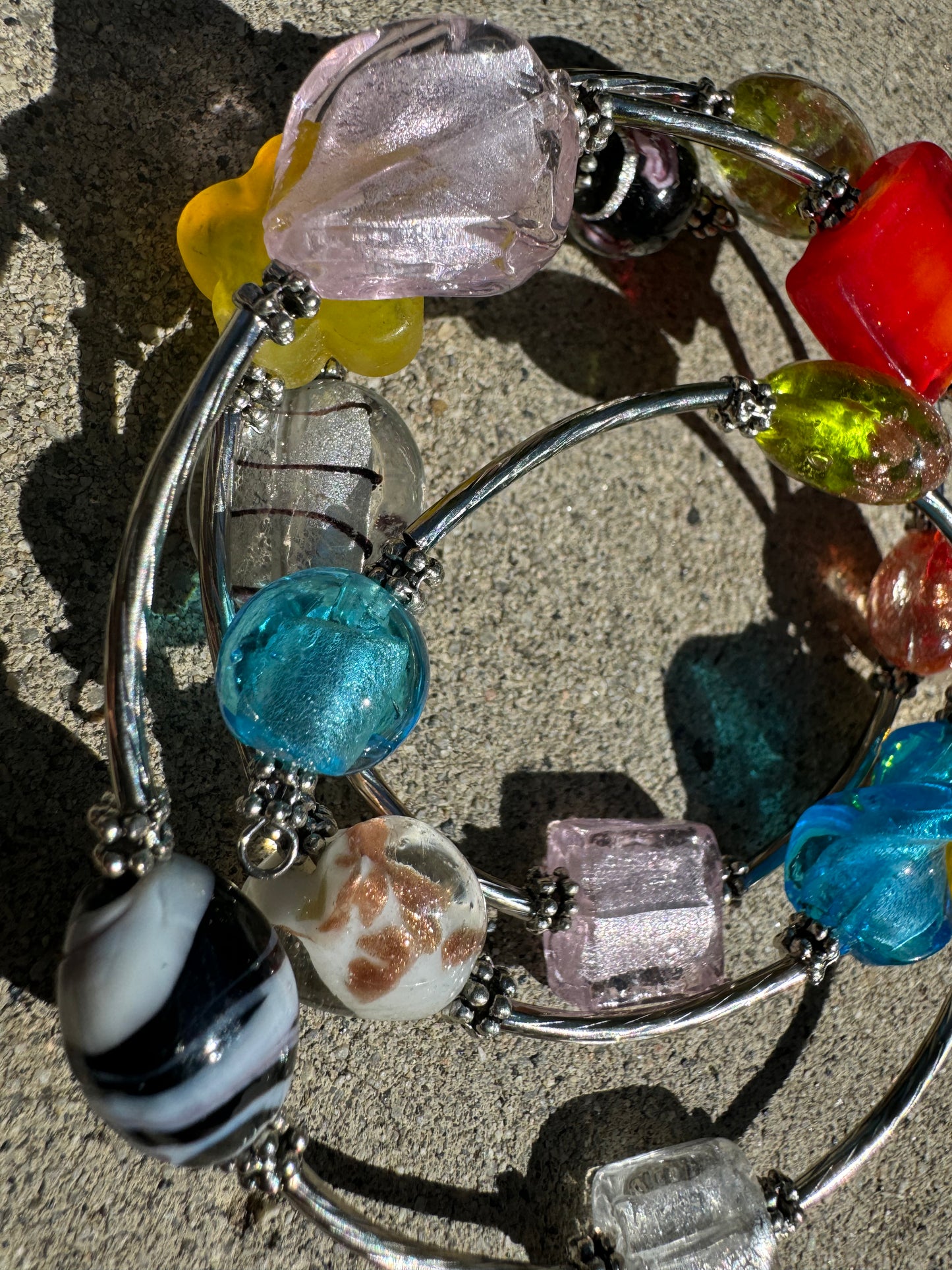 Candy Galaxy Spiral Blown Glass Bracelet
