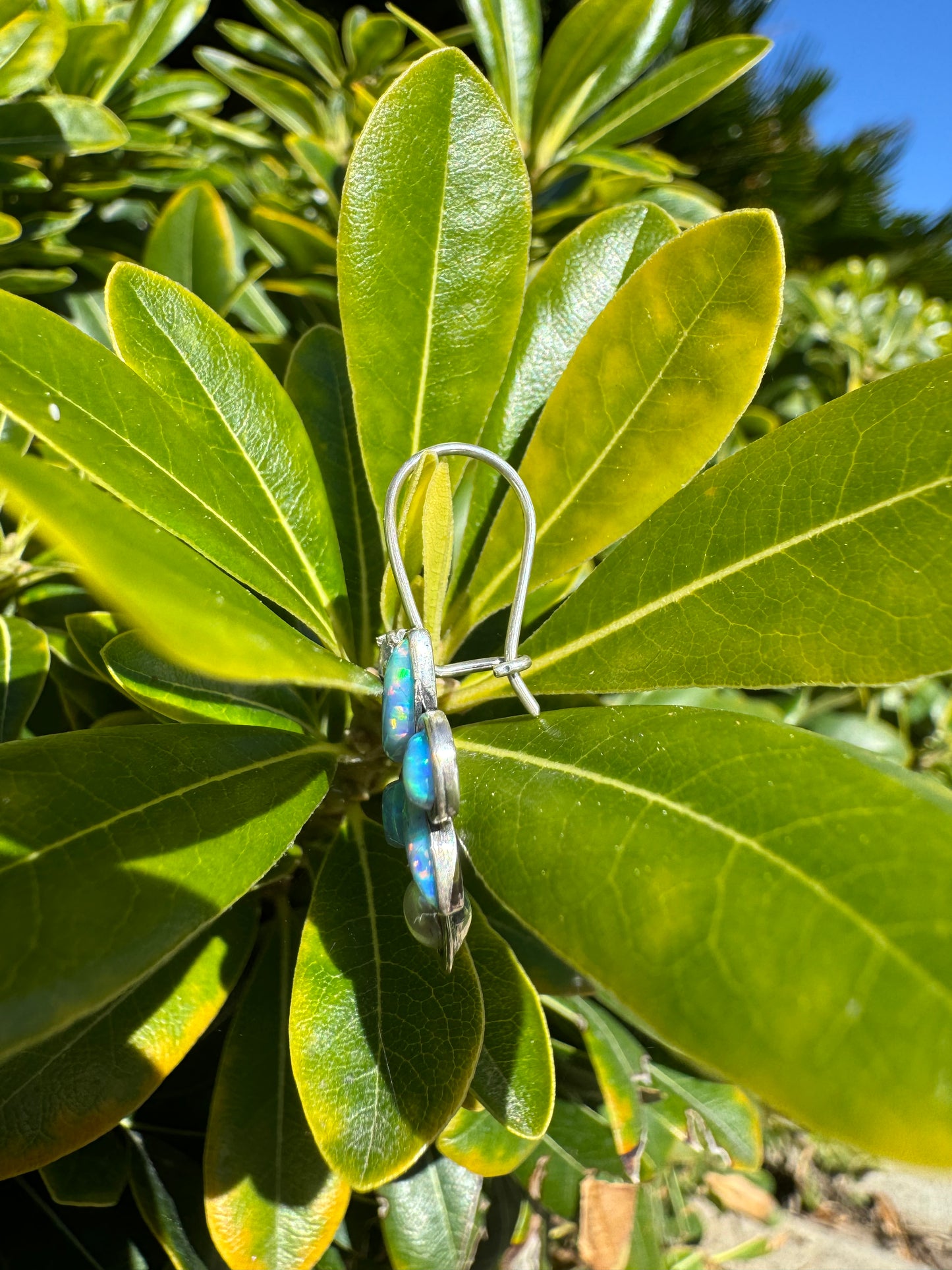 Blue Opal, Pearl & C.Z Earrings