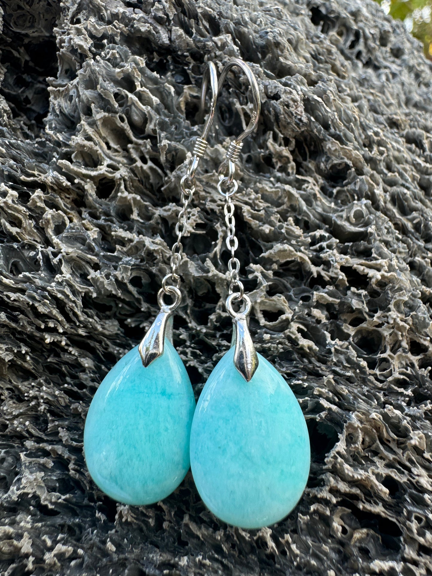 Peruvian Amazonite Teardrop Earrings