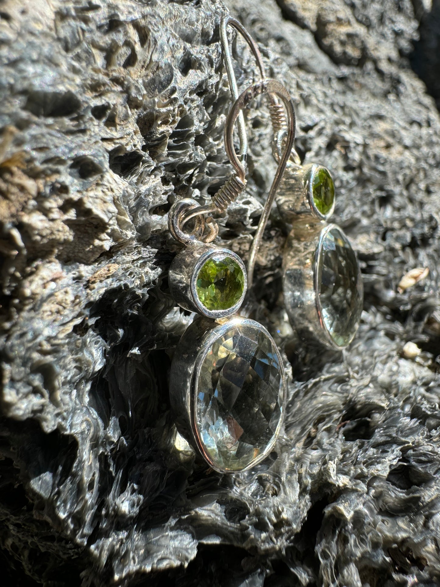 Green Amethyst & Peridot Cascade Earrings