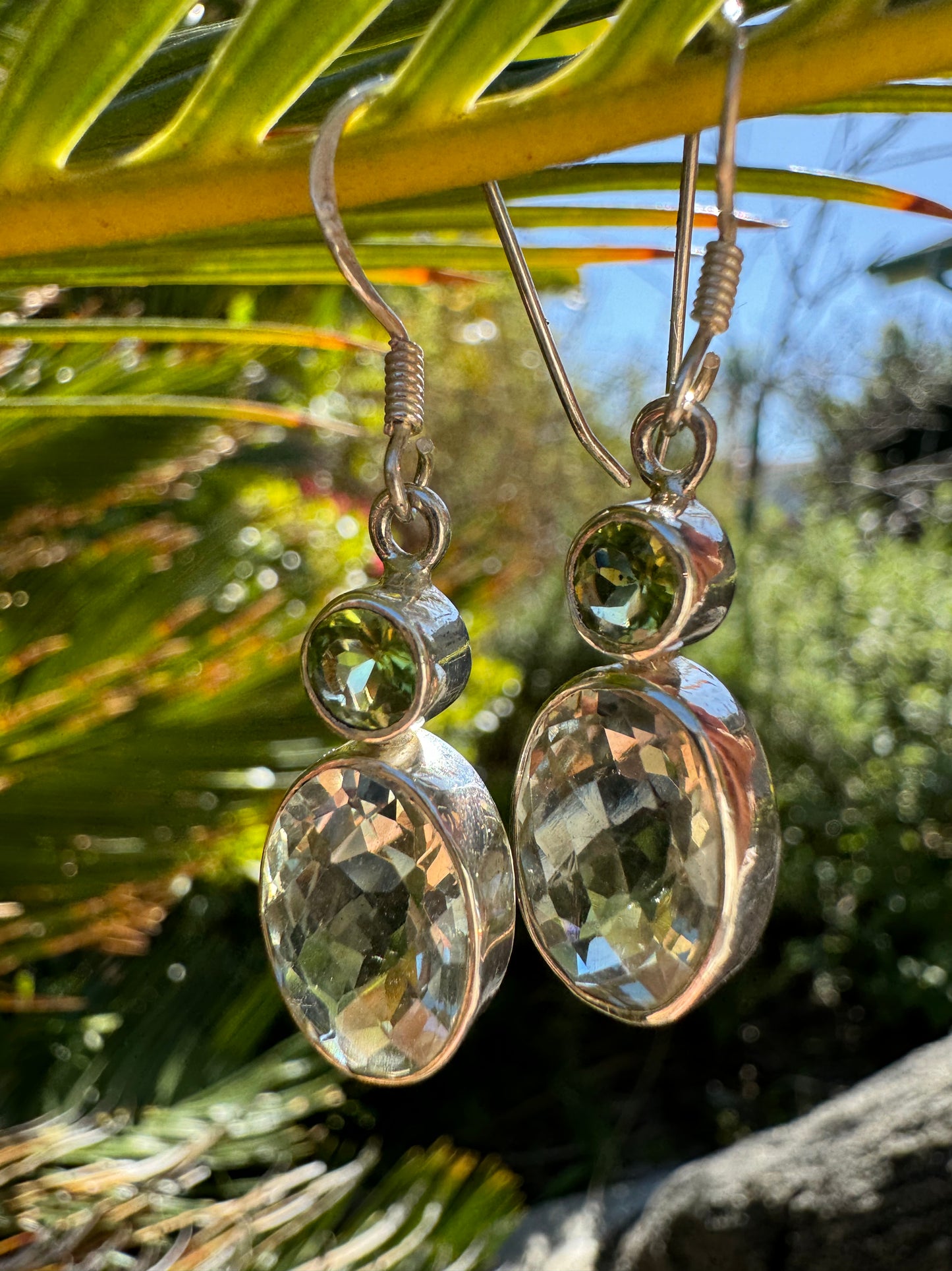 Green Amethyst & Peridot Cascade Earrings