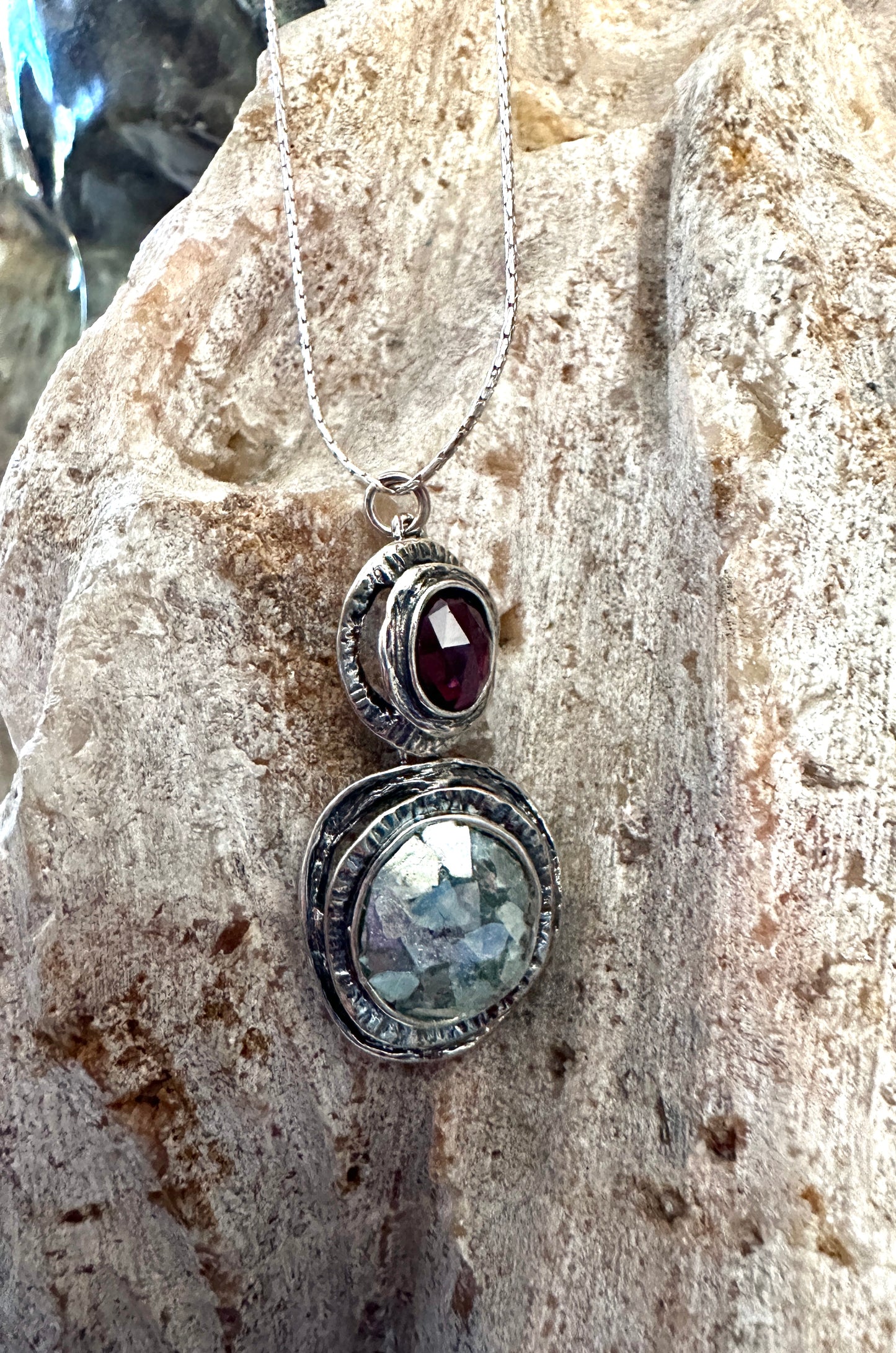 Ancient Roman Glass &Garnet Necklace