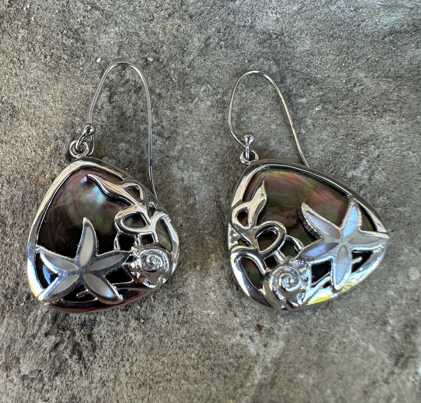 Sea Star Brown Mother of Pearl Sterling Earrings