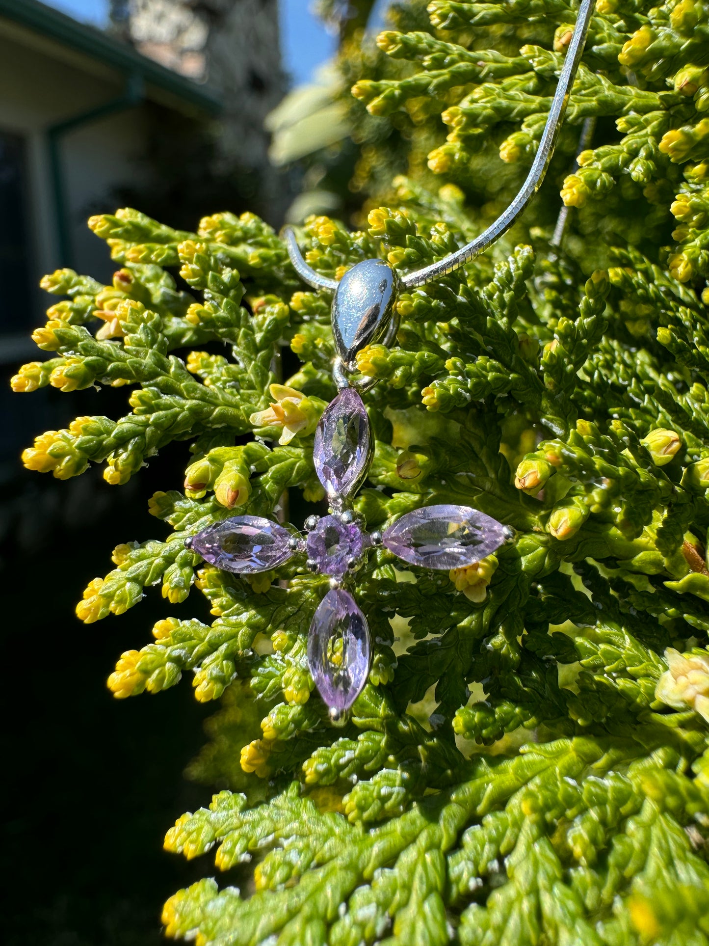 Purple Swarovski Blossom Cross Necklace
