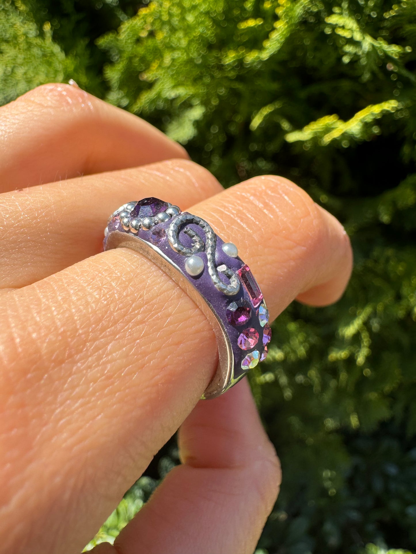 Violet Crystal Spark Ring