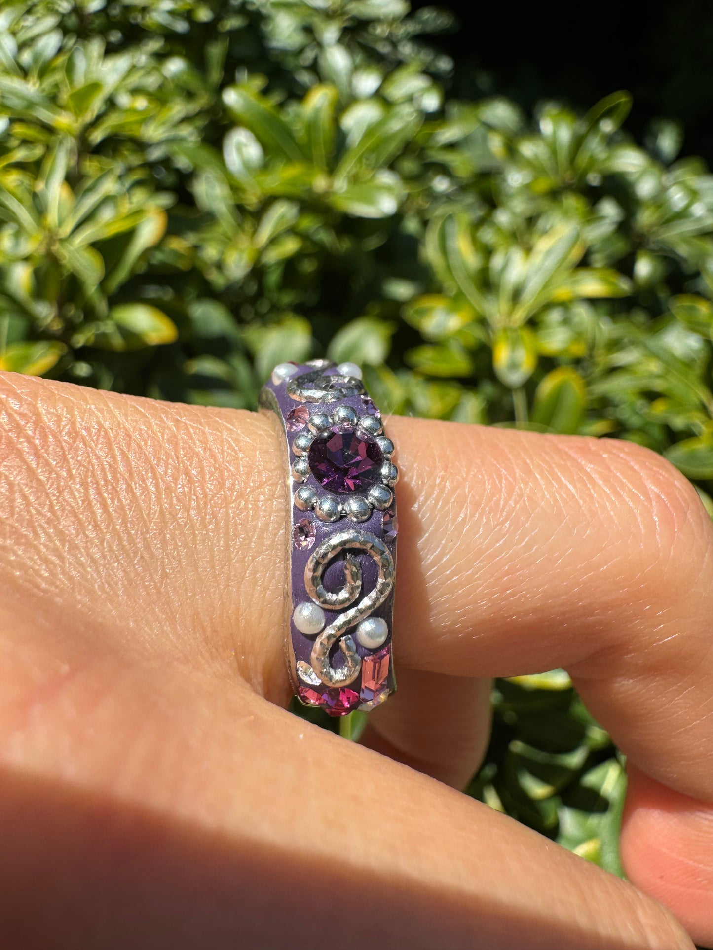 Violet Crystal Spark Ring