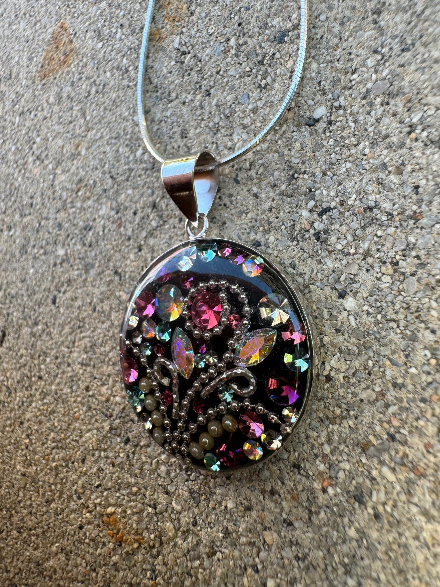 Swarovski Black & Pink Crystal Necklace