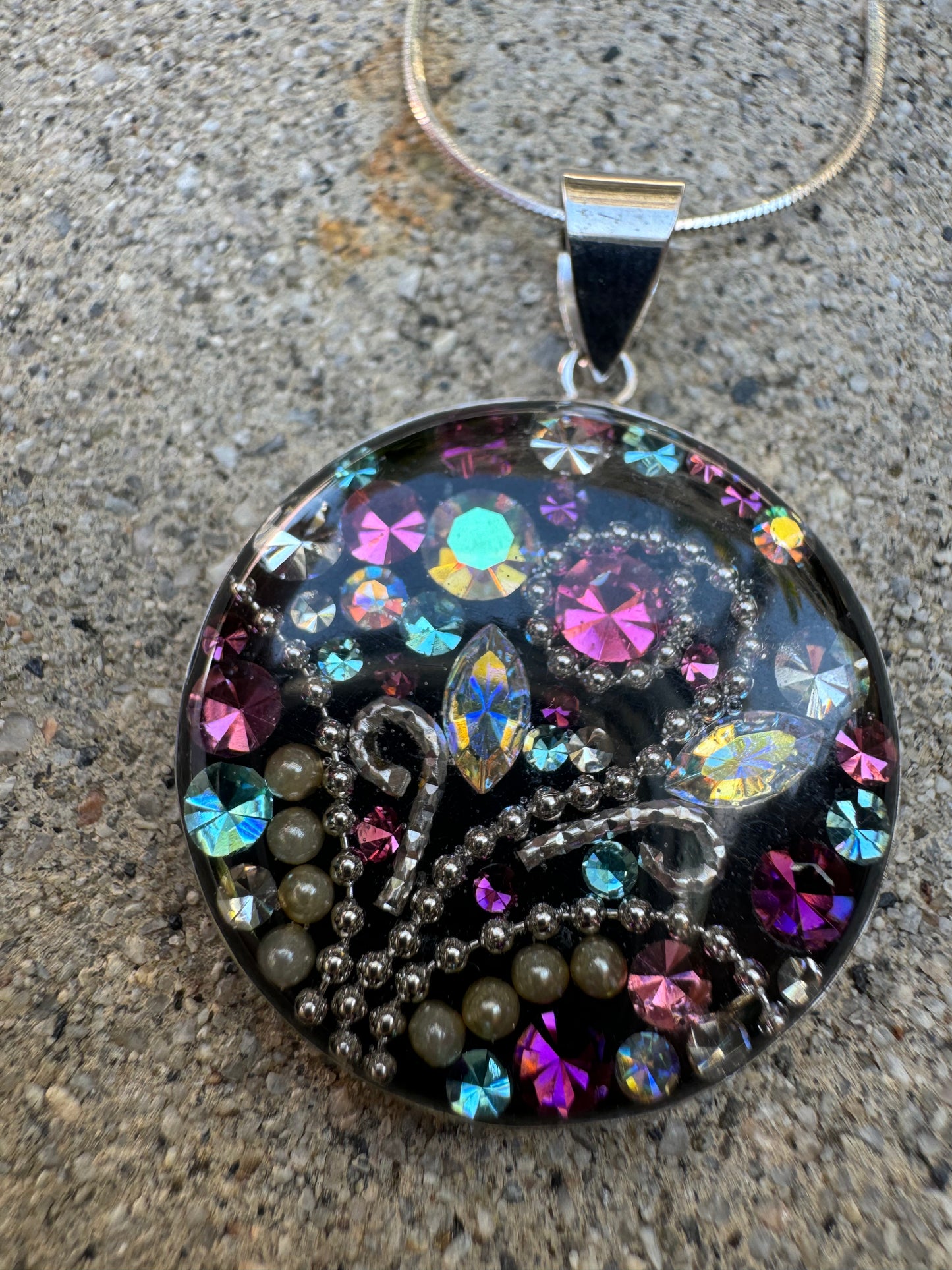 Swarovski Black & Pink Crystal Necklace