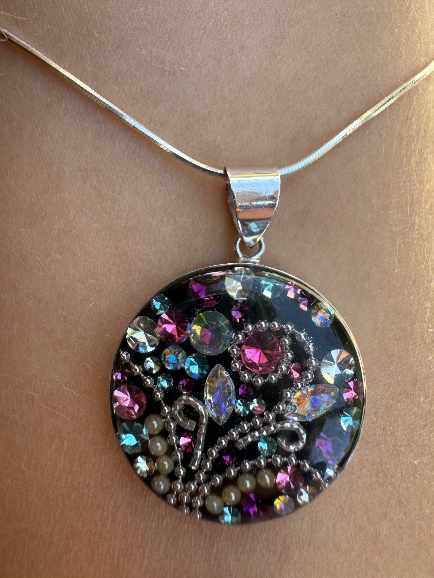 Swarovski Black & Pink Crystal Necklace