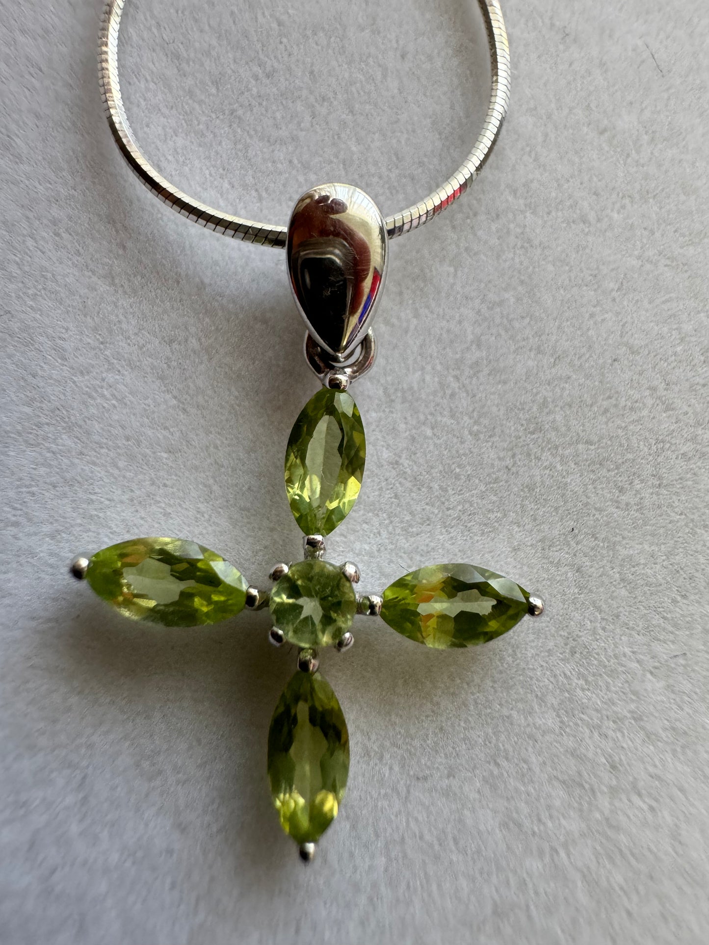Peridot Topaz Blossom Cross Necklace