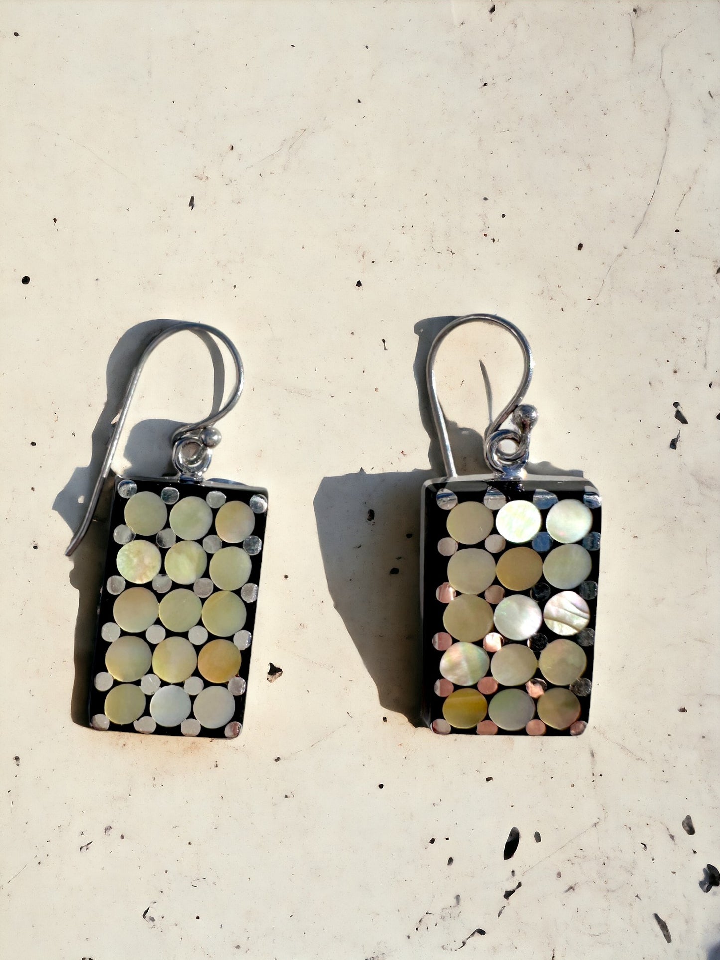 'Sushi' Mosaic Brown Sterling Silver Earrings