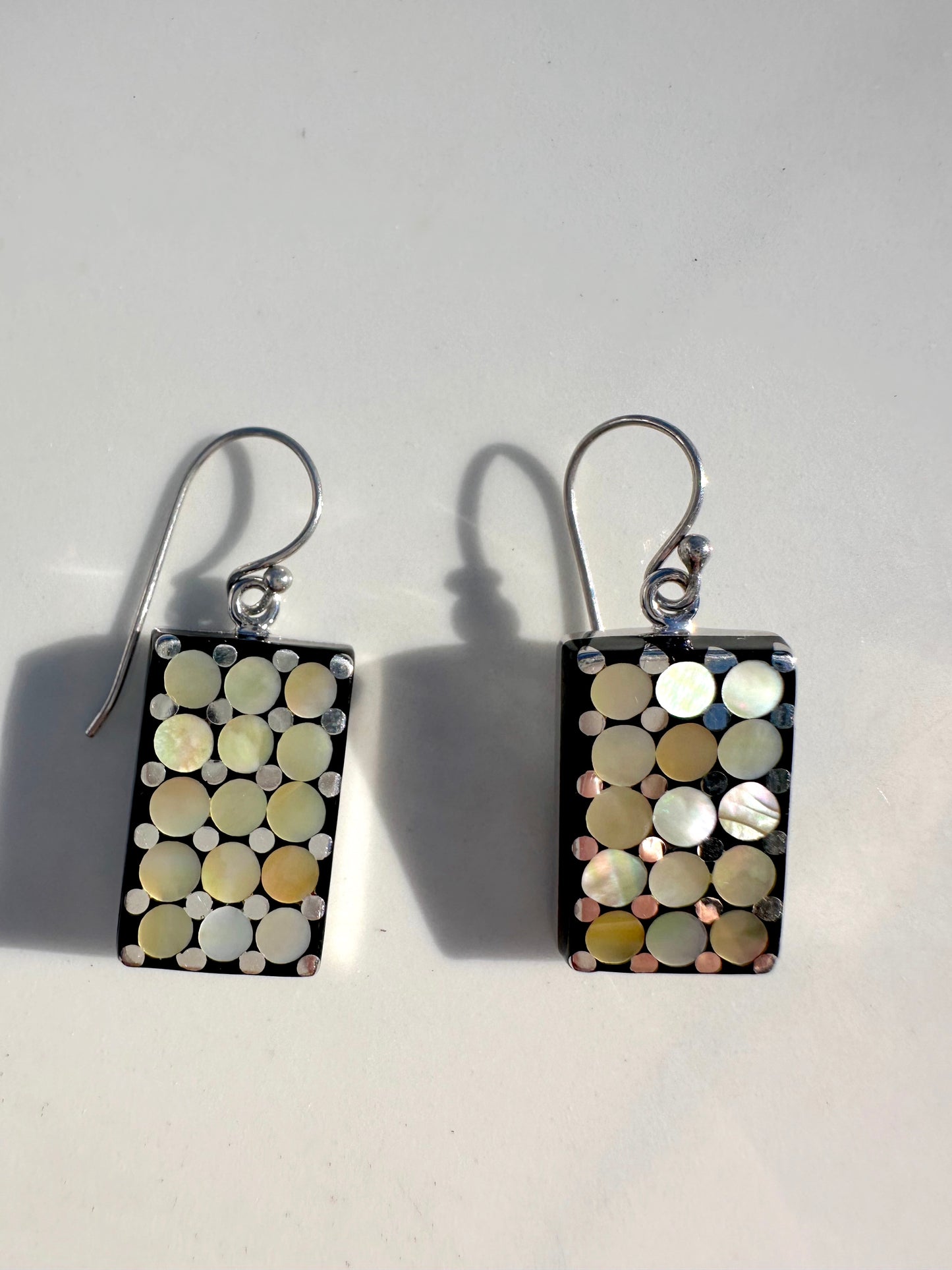 'Sushi' Mosaic Brown Sterling Silver Earrings