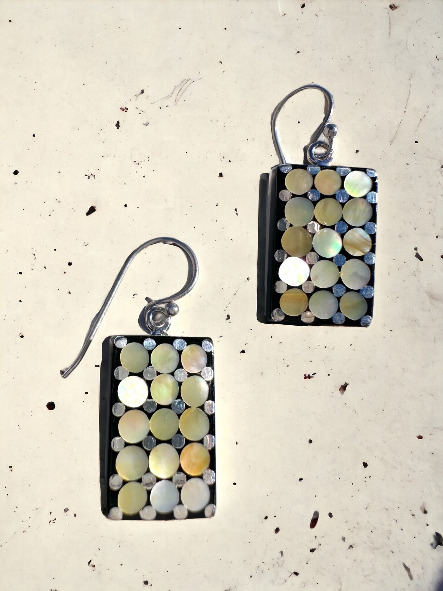 'Sushi' Mosaic Brown Sterling Silver Earrings
