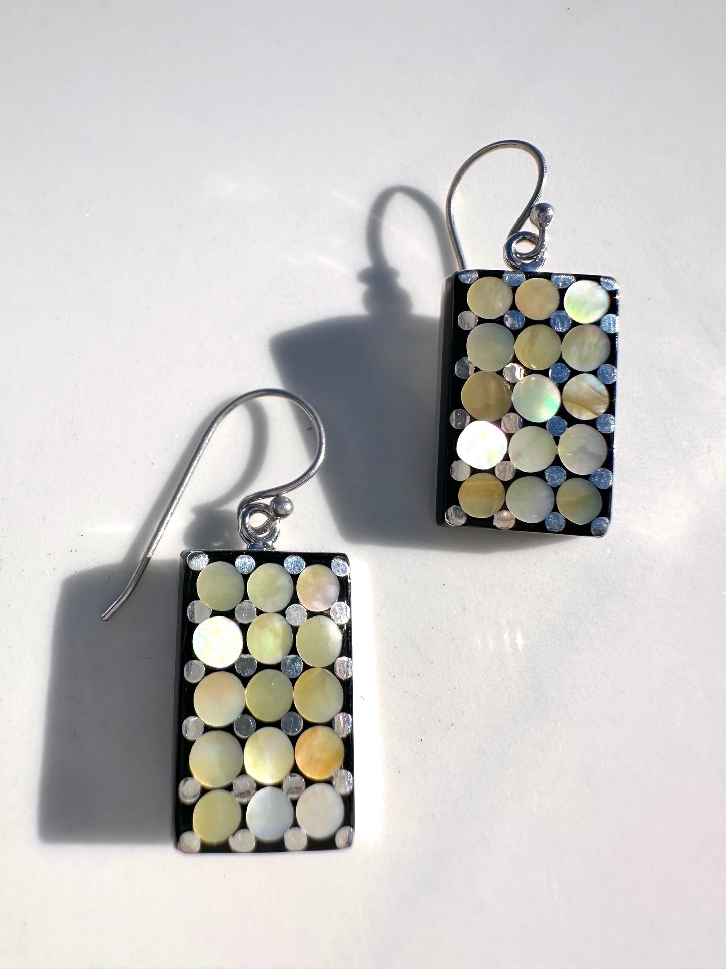 'Sushi' Mosaic Brown Sterling Silver Earrings