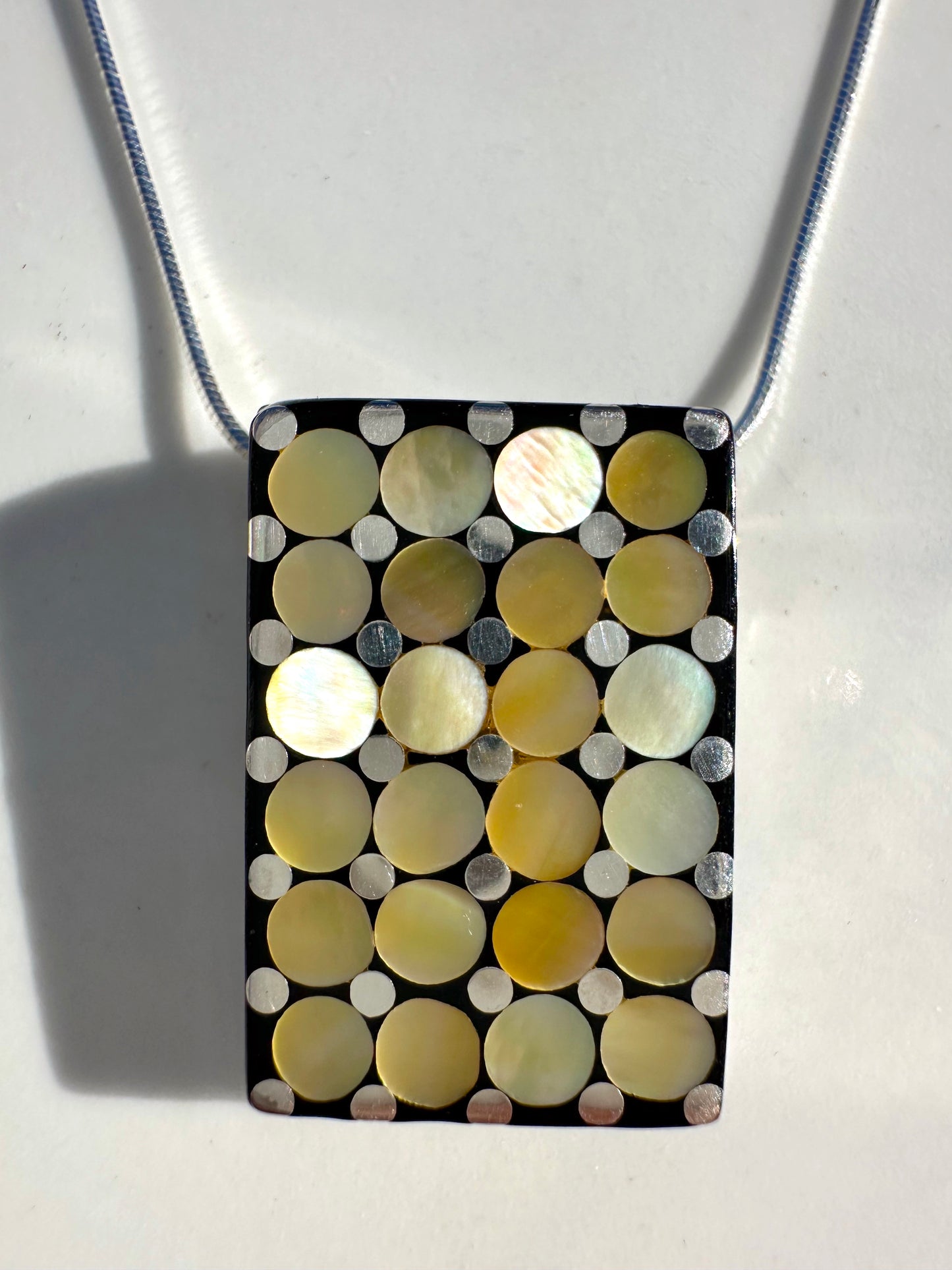'Big Sushi' Mosaic Brown Sterling Silver Necklace