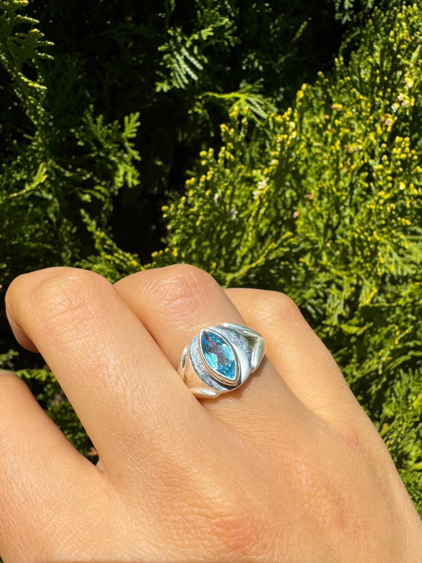 Drop Tear Blue Topaz Ring