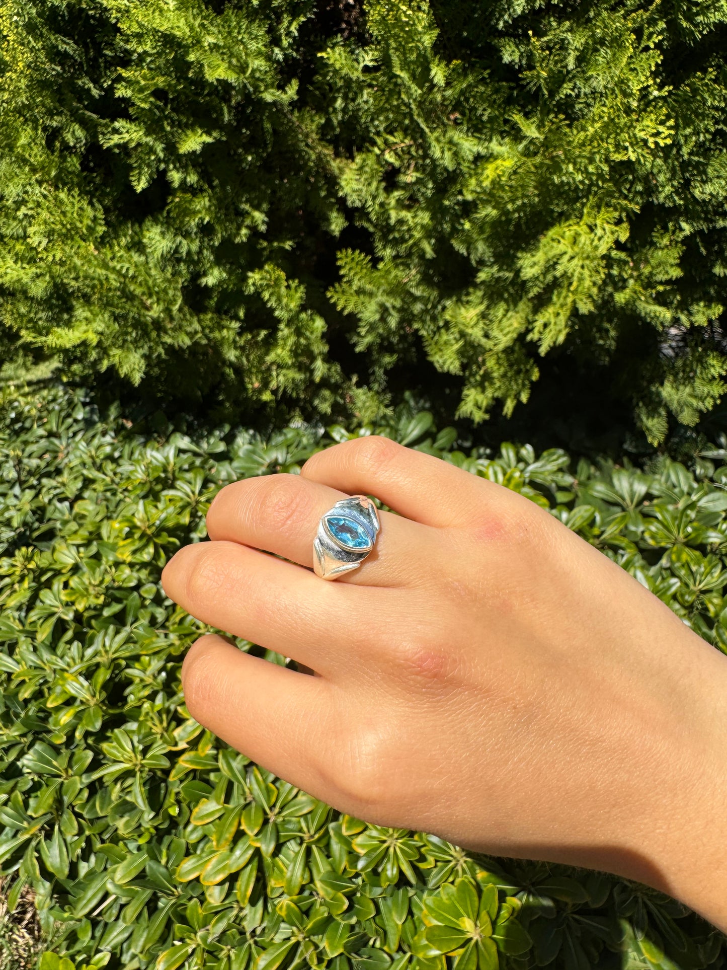 Drop Tear Blue Topaz Ring