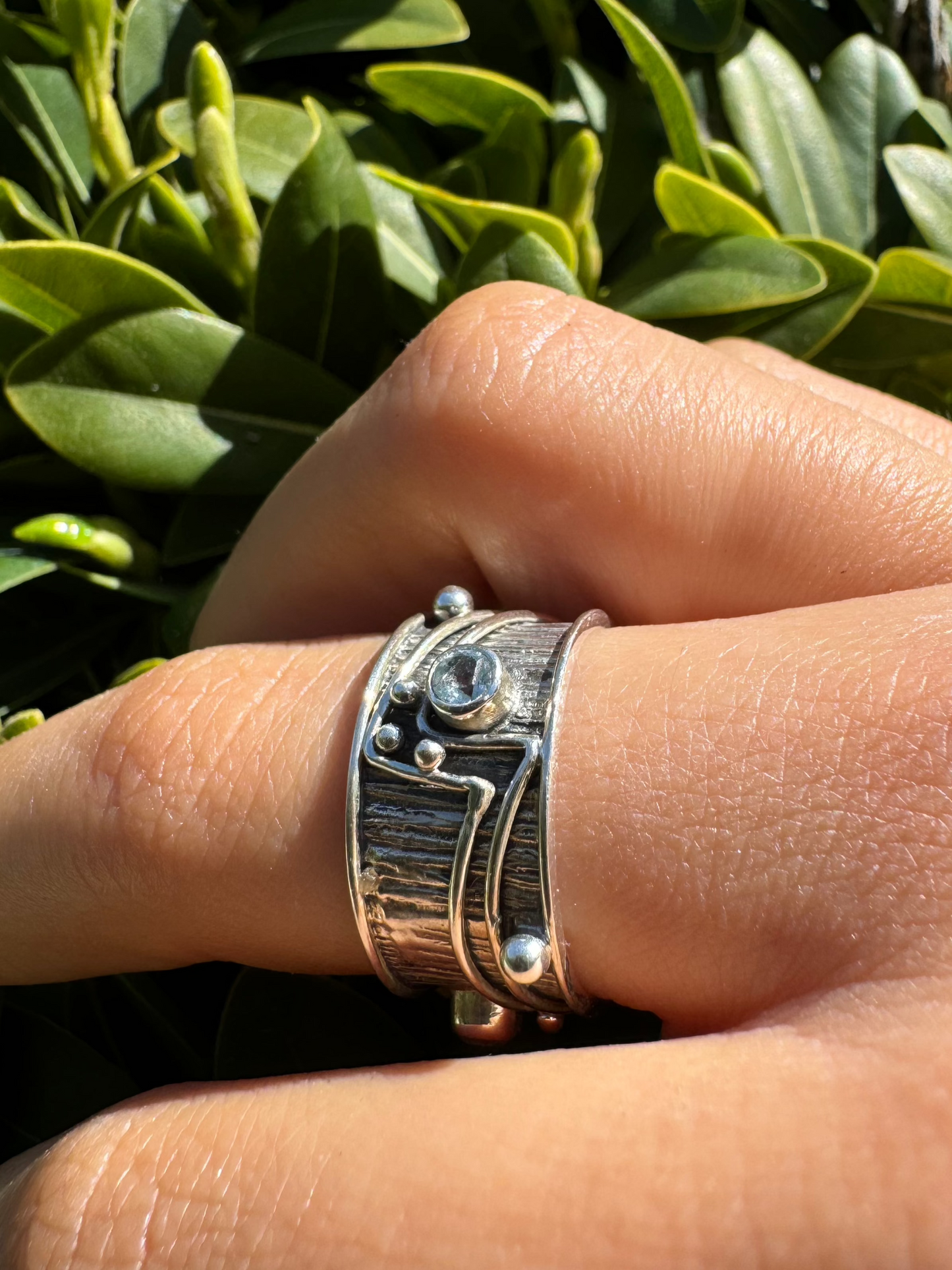 Triple Blue Topaz Ring