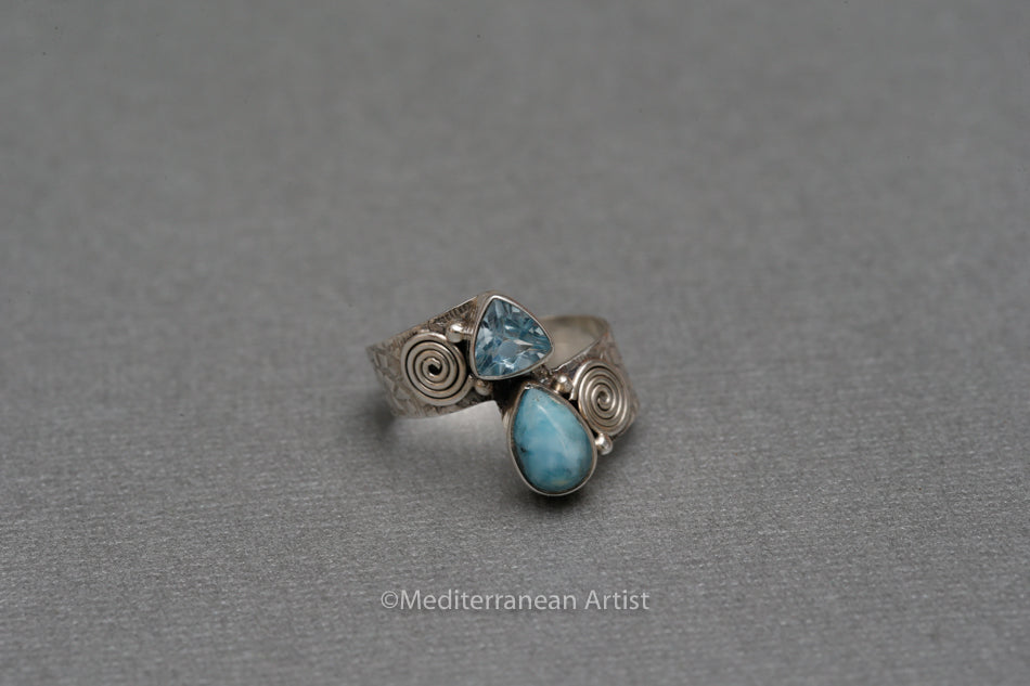 Larimar & Blue Topaz Sterling Silver Ring