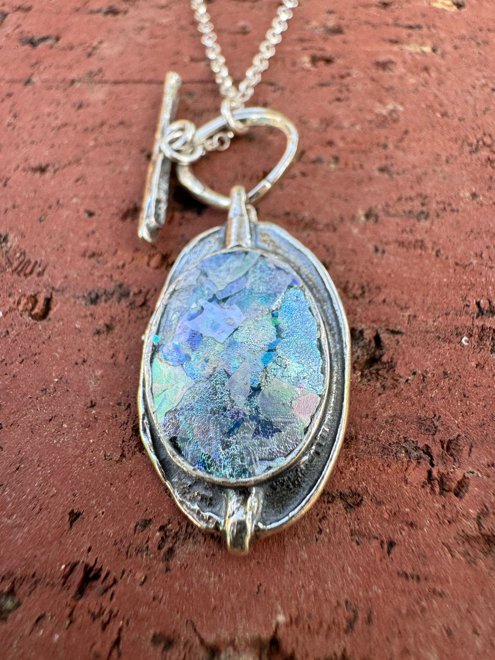 Oval Roman Glass Tagel Necklace