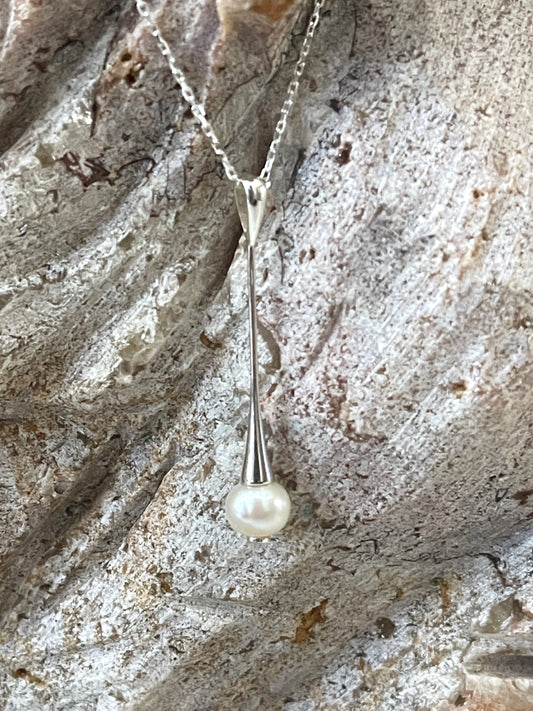 Long Soldered Pearl Sterling Silver Necklace