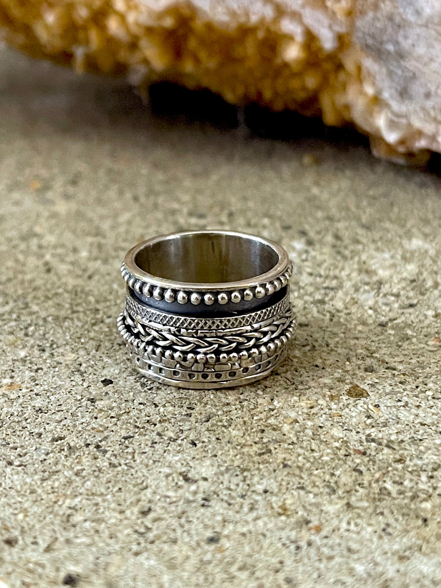 Sterling Silver 7 Spinners Ring