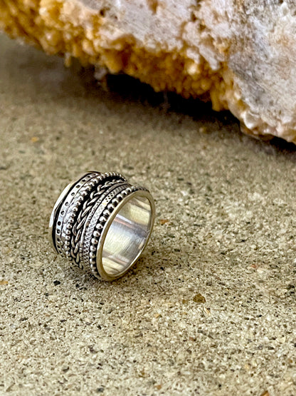 Sterling Silver 7 Spinners Ring
