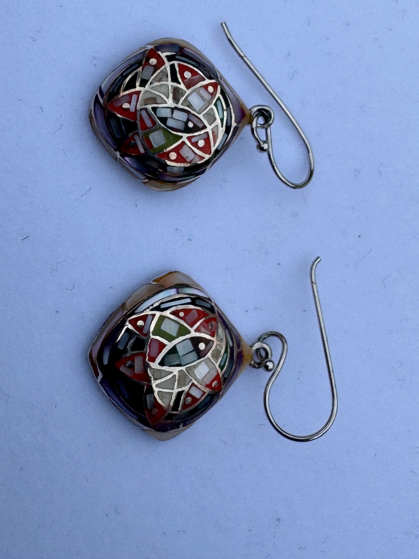 Multi-Color Mother of Pearl Small Mosaic Earrings