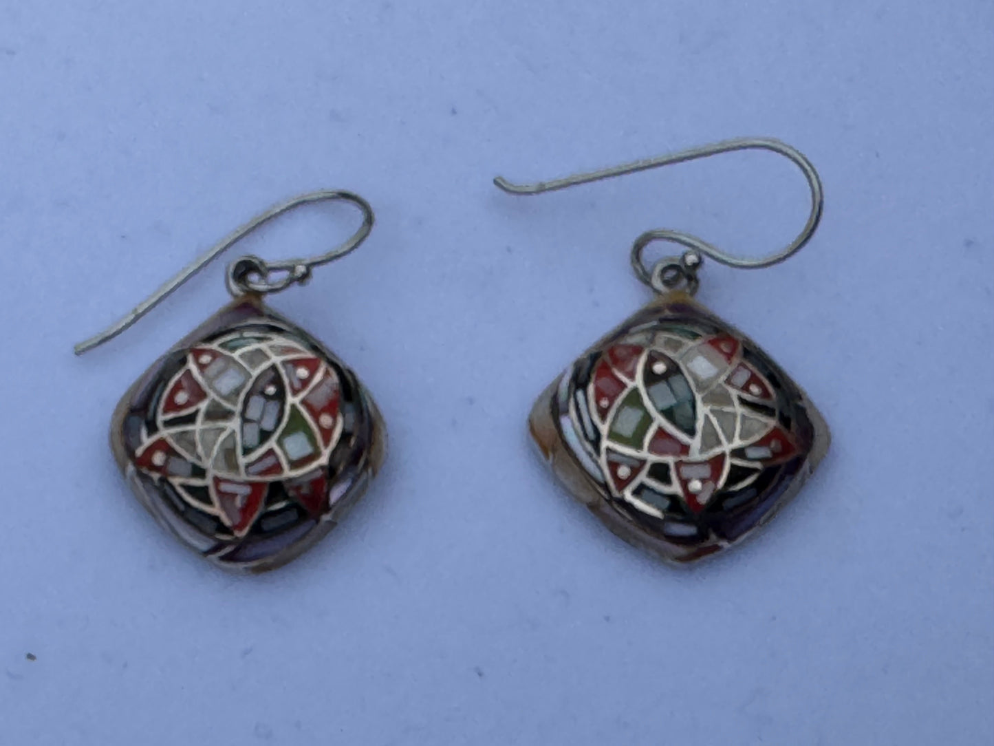 Multi-Color Mother of Pearl Small Mosaic Earrings