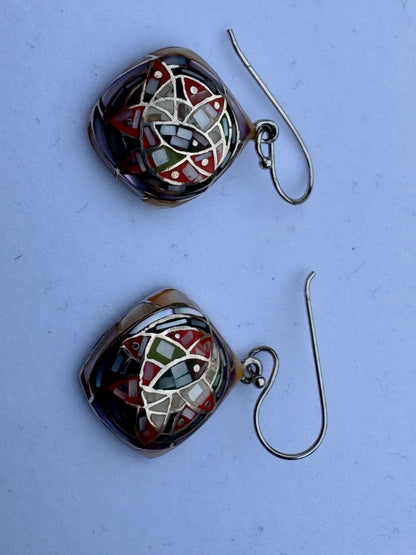 Multi-Color Mother of Pearl Small Mosaic Earrings