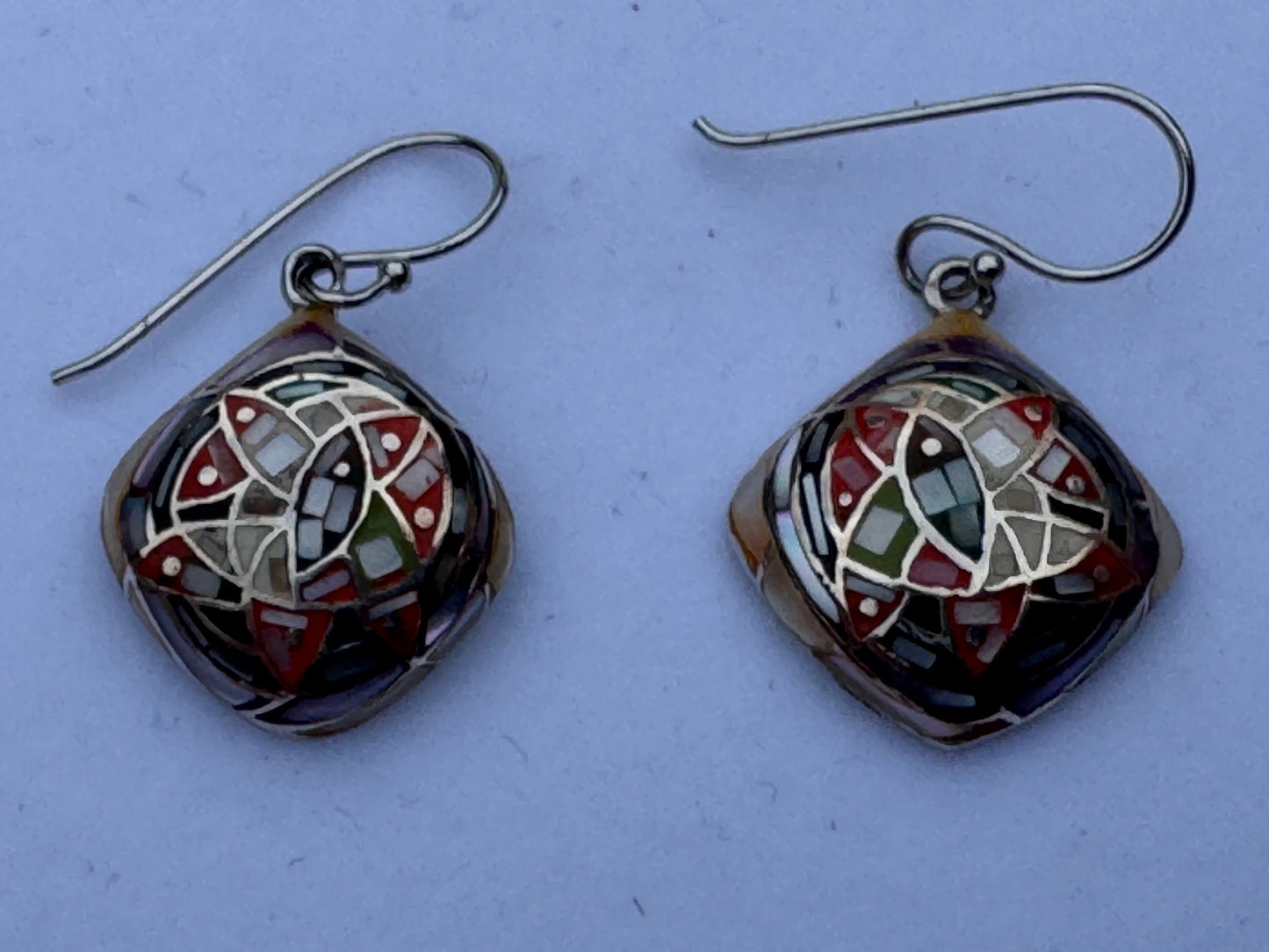 Multi-Color Mother of Pearl Small Mosaic Earrings