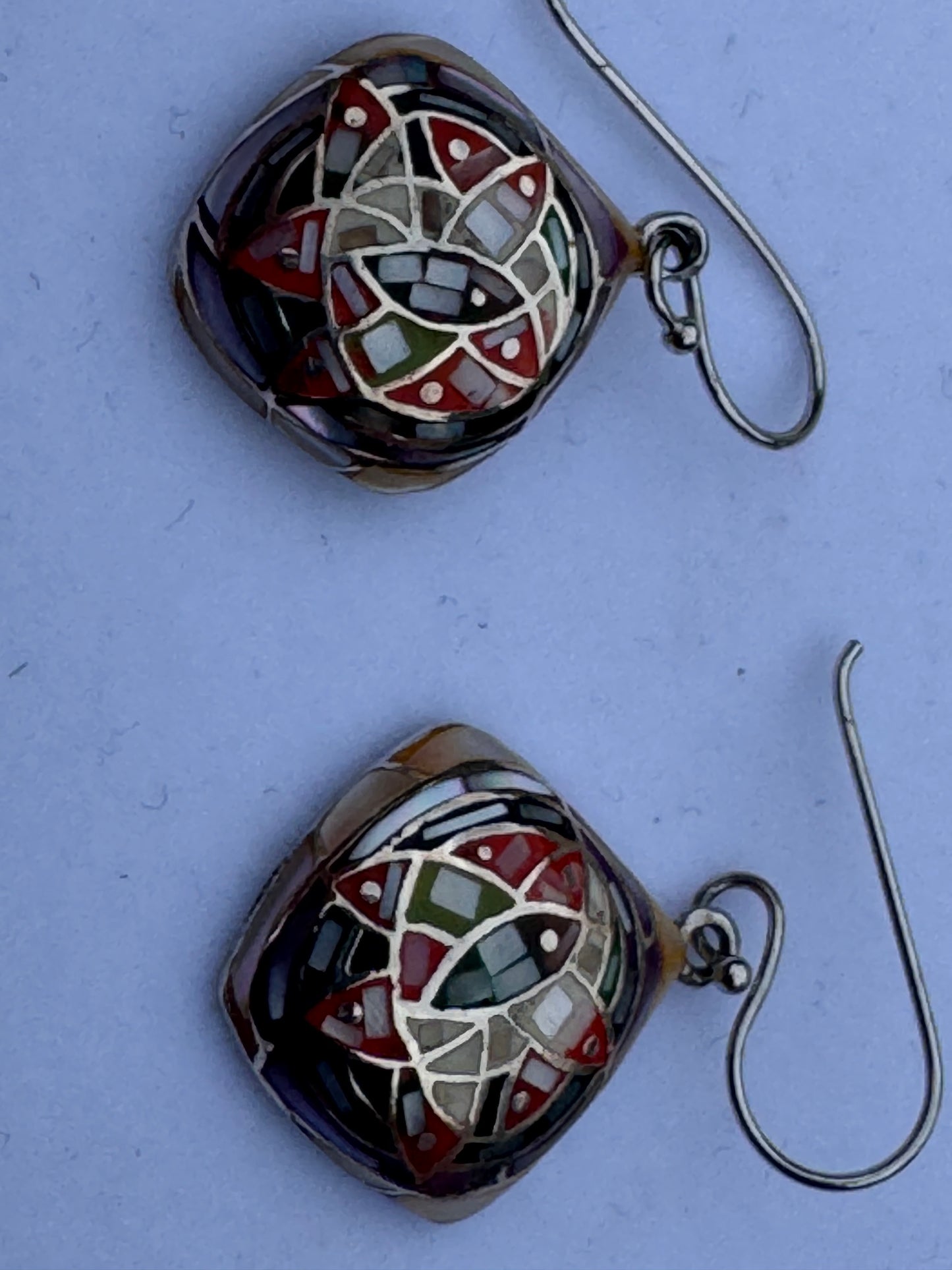 Multi-Color Mother of Pearl Small Mosaic Earrings